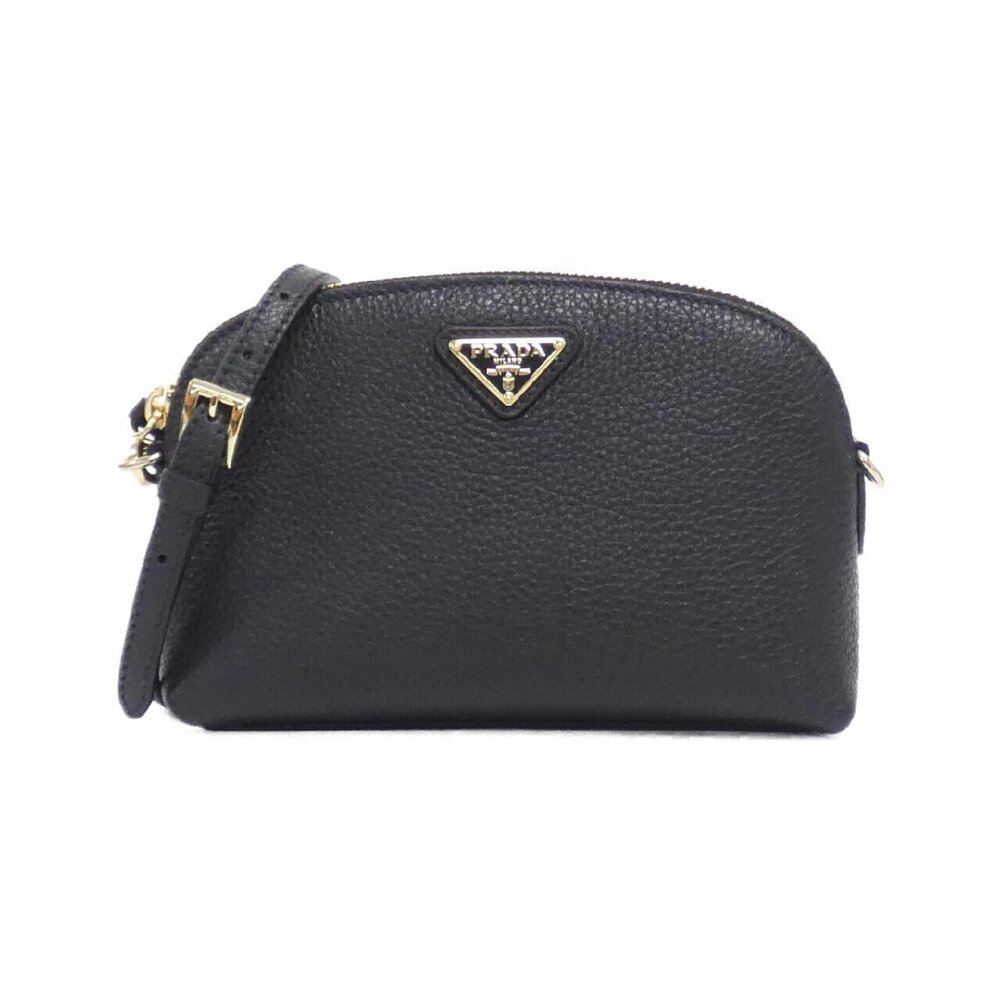 Prada Vitello Daino soft crossbody bag black goldtone hardware